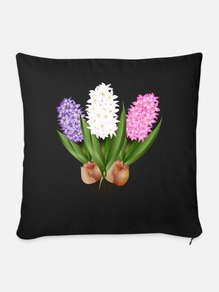 Von Hand gezeichnete Hyazinthen - Sofakissenbezug 45 x 45 cm - Schwarz