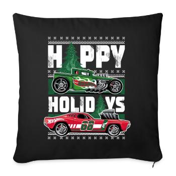 Hot Wheels Noël Happy Holidays - Housse de coussin décorative 45 x 45 cm - noir - Devant
