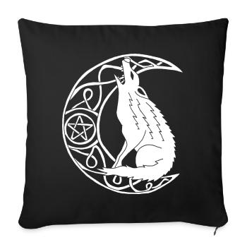 Hurlement du loup blanc - Housse de coussin décorative 45 x 45 cm - noir - Devant