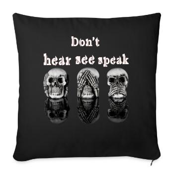 Skull Trio Hear Seh Speak - Sofa pillowcase 17,3'' x 17,3'' (45 x 45 cm) - black - Front