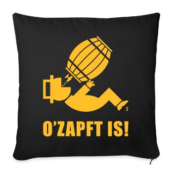 O’Zapft Is! (Bier / Biertrinker Unter Bierfass) - Sofakissenbezug 45 x 45 cm - Schwarz - Vorne