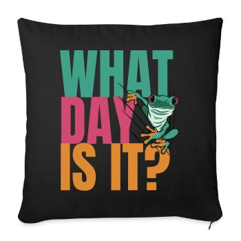 Mercredi mon mème de grenouille Dudes Day - Housse de coussin décorative 45 x 45 cm - noir - Devant