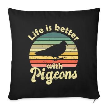 Pigeon Pigeons - Sofa pillowcase 17,3'' x 17,3'' (45 x 45 cm) - black - Front