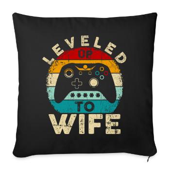 Montez de niveau en épouse Rétro Gamer - Housse de coussin décorative 45 x 45 cm - noir - Devant