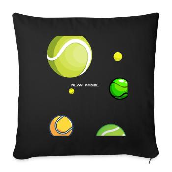 Padel - Gift for padel player - Sofa pillowcase 17,3'' x 17,3'' (45 x 45 cm) - black - Front