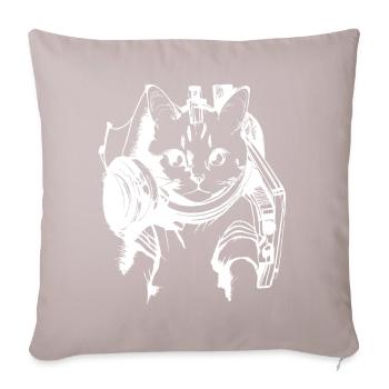 Katzen DJ Artwork Weiß - Sofakissenbezug 45 x 45 cm - helles Taupe - Vorne