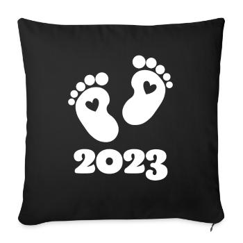Bébé 2023 Grossesse annonce la naissance du bébé - Housse de coussin décorative 45 x 45 cm - noir - Devant