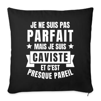 caviste, je suis caviste, cave à vin - Housse de coussin décorative 45 x 45 cm - noir - Devant