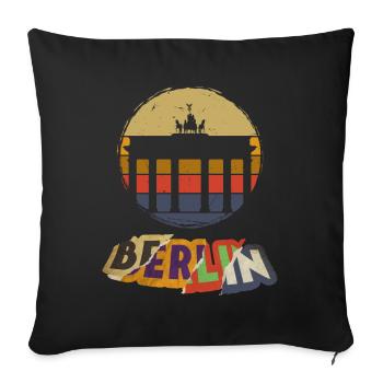 Berlin Germany City Skyline Vintage Retro - Sofa pillowcase 17,3'' x 17,3'' (45 x 45 cm) - black - Front