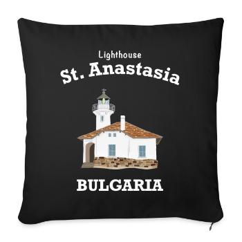 Bulgarie Phare Monastère Île Sainte Anastasie - Housse de coussin décorative 45 x 45 cm - noir - Devant