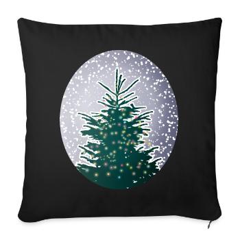 illuminated Christmas tree in the snow - Sofa pillowcase 17,3'' x 17,3'' (45 x 45 cm) - black - Front