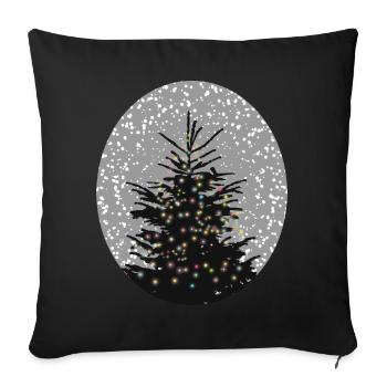 illuminated Christmas tree in the snow - Sofa pillowcase 17,3'' x 17,3'' (45 x 45 cm) - black - Front