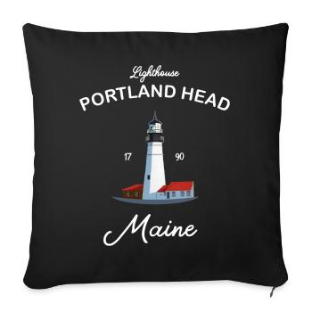 Portland, Lighthouse Head, Maine - Sofa pillowcase 17,3'' x 17,3'' (45 x 45 cm) - black - Front