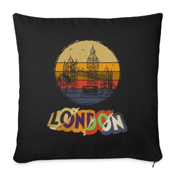 London England UK City Vintage Retro Skyline - Sofa pillowcase 17,3'' x 17,3'' (45 x 45 cm) - black - Front