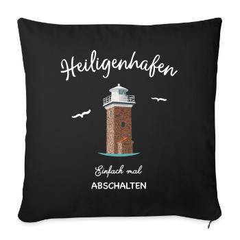Heiligenhafen Zeichnung des Leuchtturms - Sofakissenbezug 45 x 45 cm - Schwarz - Vorne