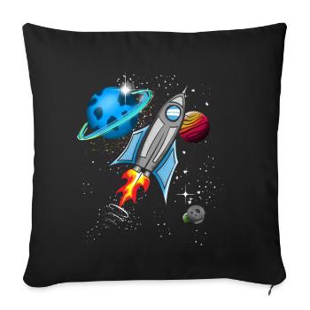 Fusée dans l’espace - Housse de coussin décorative 45 x 45 cm - noir - Devant