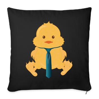 newly hatched chick with a tie - Sofa pillowcase 17,3'' x 17,3'' (45 x 45 cm) - black - Front