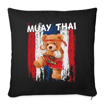 Muay Thai Bear Teddy Bear Cadeau - Housse de coussin décorative 45 x 45 cm - noir - Devant