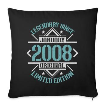 Légendaire depuis janvier 2008 édition limitée - Housse de coussin décorative 45 x 45 cm - noir - Devant