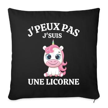 licorne, animal fantastique - Housse de coussin décorative 45 x 45 cm - noir - Devant