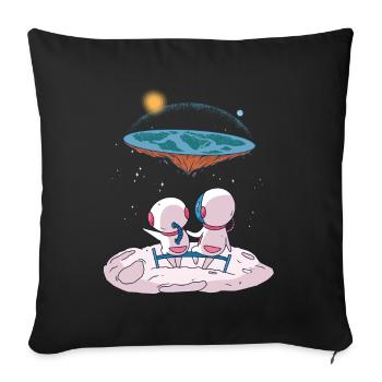 The earth is flat - Sofa pillowcase 17,3'' x 17,3'' (45 x 45 cm) - black - Front