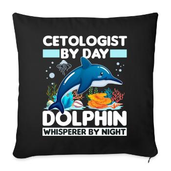 Biologie marine Dauphin | Idée cadeau de biologiste marin - Housse de coussin décorative 45 x 45 cm - noir - Devant
