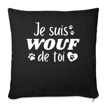 je suis wouf de toi, chien et chat - Housse de coussin décorative 45 x 45 cm - noir - Devant