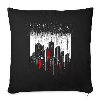Minimalistische Metropole Wolkenkratzer bei Regen - Sofakissenbezug 45 x 45 cm - Schwarz - Vorne