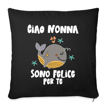 Hallo Oma ich freue mich auf dich du wirst Oma - Sofakissenbezug 45 x 45 cm - Schwarz - Vorne