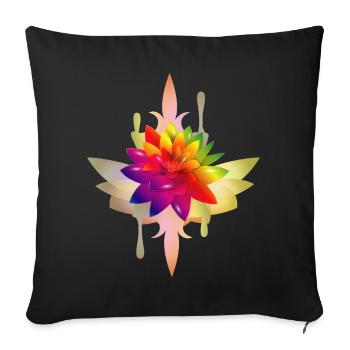 Fleur de lotus fantastique colorée et lumineuse - Housse de coussin décorative 45 x 45 cm - noir - Devant