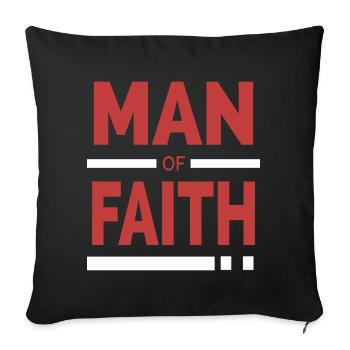 Man of Faith | Christian typography - Sofa pillowcase 17,3'' x 17,3'' (45 x 45 cm) - black - Front