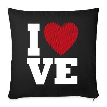 Typographie Love Heart pour la Saint-Valentin - Housse de coussin décorative 45 x 45 cm - noir - Devant
