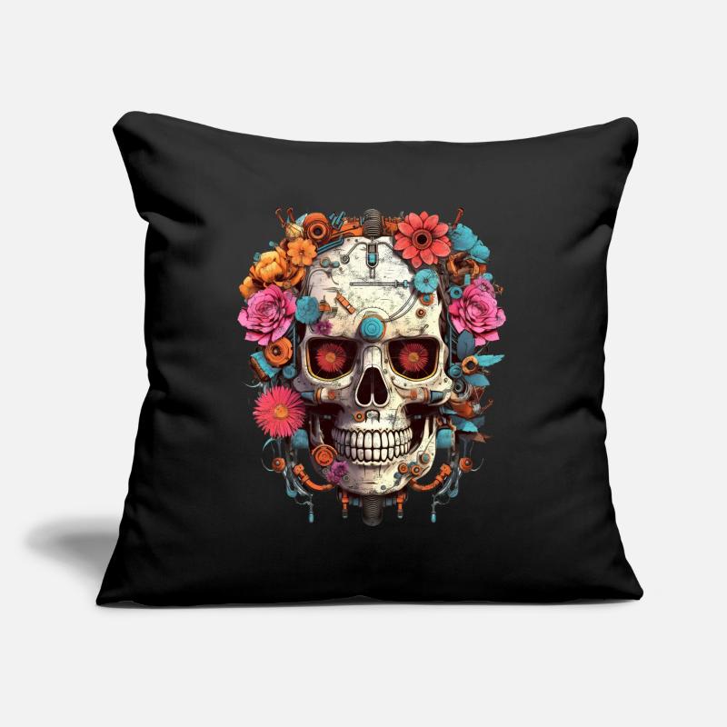 Cyborg Skull Robot Android Sugar Skull Housse de coussin décorative 45 x 45 cm
