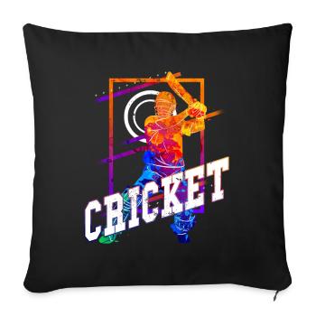 Cricket Cricketspieler Schlagmann Team Sport Bunt - Sofakissenbezug 45 x 45 cm - Schwarz - Vorne