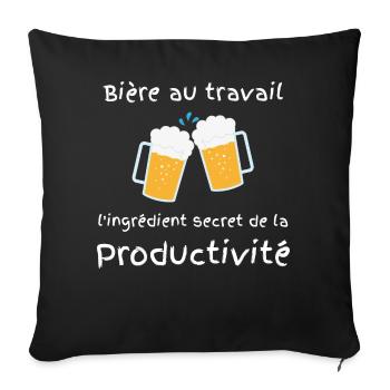 Bière au travail - humour drôle pour un cadeau - Housse de coussin décorative 45 x 45 cm - noir - Devant
