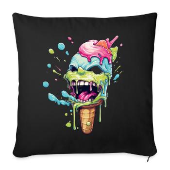 La crème glacée Psycho rit aux couleurs vives - Housse de coussin décorative 45 x 45 cm - noir - Devant