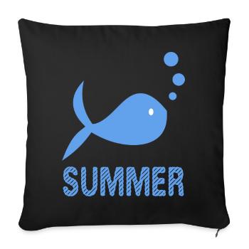 POISSON. PLAGE. MER. SURF. OCEAN. HUMOUR. VACANCES - Housse de coussin décorative 45 x 45 cm - noir - Devant