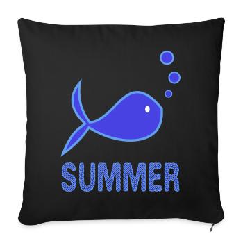 POISSON. PLAGE. MER. SURF. OCEAN. HUMOUR. VACANCES - Housse de coussin décorative 45 x 45 cm - noir - Devant