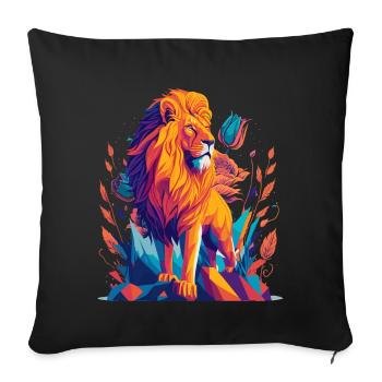 Majestic Lion Polygon - Sofa pillowcase 17,3'' x 17,3'' (45 x 45 cm) - black - Front
