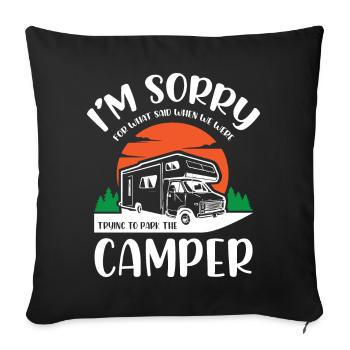 Life Camper Camping - Housse de coussin décorative 45 x 45 cm - noir - Devant