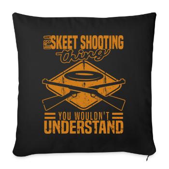 Skeets Schießen | Wurfscheibenschießen Geschenke - Sofakissenbezug 45 x 45 cm - Schwarz - Vorne