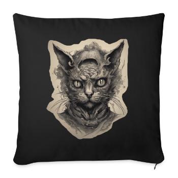 Horror / Cat / Kitty / Halloween / Creepy - Sofa pillowcase 17,3'' x 17,3'' (45 x 45 cm) - black - Front