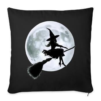 Witch on a Broom - Sofa pillowcase 17,3'' x 17,3'' (45 x 45 cm) - black - Front