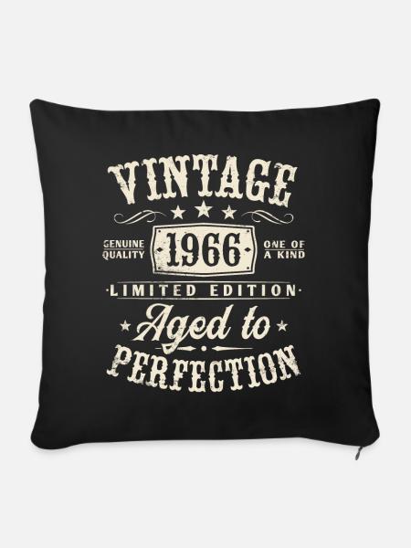 Vintage 1966 Jahrgang geboren Geburtstag Geschenk - Sofakissenbezug 45 x 45 cm - Schwarz
