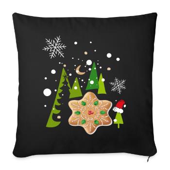 Advent, Pfefferkuchen, Kekse - Sofakissenbezug 45 x 45 cm - Schwarz - Vorne