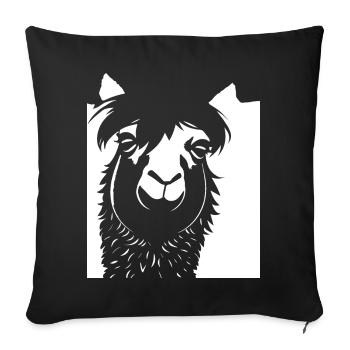 Lama Drôle Silhouette Effronté Amusant Lamas - Housse de coussin décorative 45 x 45 cm - noir - Devant