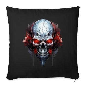 Crâne Crâne Squelette Moto Biker Gang - Housse de coussin décorative 45 x 45 cm - noir - Devant