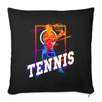 Tennis Tennis Player Woman Sport Match Club Fan - Sofa pillowcase 17,3'' x 17,3'' (45 x 45 cm) - black - Front