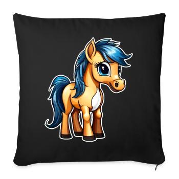 Niedliches kleines Pferd - Sofakissenbezug 45 x 45 cm - Schwarz - Vorne