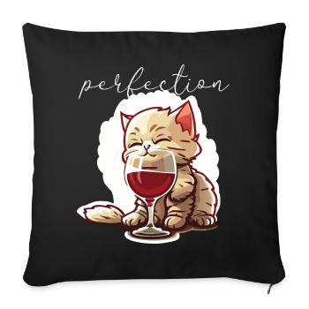 Chat mignon avec du vin - Housse de coussin décorative 45 x 45 cm - noir - Devant